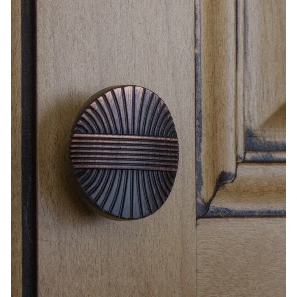 Set Of 2 Vintage Antique Oil Rubbed Bronze Metal Drawer Pull Handle Knob Cabinet